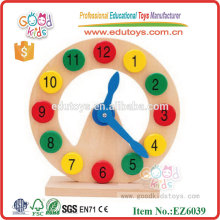 School Colorful 3D Puzzle Number and Time Enseigner les jouets en bois Toy Clock